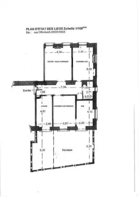 a floor plan of a building at Superbe Appartement de 105 m2, hyper centre avec Terrasse, parking, à 5 min de la mer in Nice