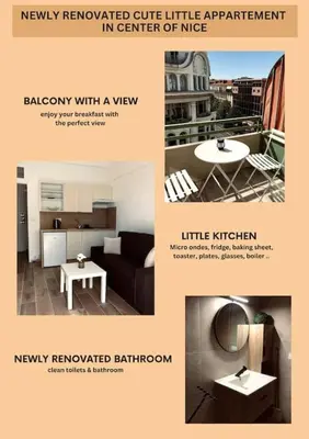 a collage of photos of a living room and a kitchen at Studio refait neuf Centre-ville in Nice