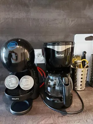 a black blender sitting on top of a counter at Centre de Nice : Studio rénové, climatisé et calme in Nice