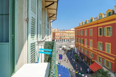a view of a street in a city with buildings at Nice Renting - 2 MASSENA - Luxury Loft - Balcony Massena Square View - AirCon in Nice