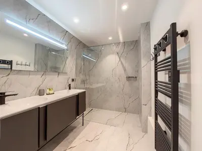 a bathroom with a sink and a shower at Nestor&Jeeves - BELLE ETOILE - Central - Premium in Nice