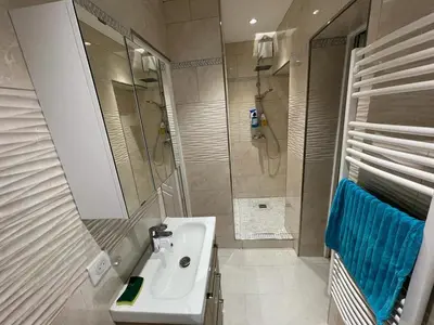 a bathroom with a sink and a shower at appartement nice in Nice
