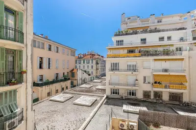 an overhead view of a city street with buildings at Charming Central 1 Bdr in Nice
