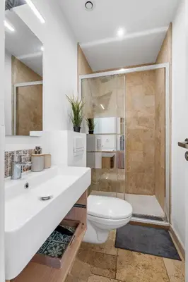 a bathroom with a toilet and a shower at Nice Renting - CAMBRAI03 - Seaside Studio on the Promenade des Anglais in Nice