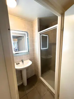 a bathroom with a sink and a shower at Sunlight Properties - Mirage - Central Nice with Parking and Terrace in Nice