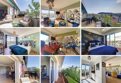 a collage of photos of a hotel room at Nestor&Jeeves - SUN DECK TERRACE - Top Floor in Nice