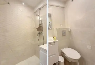 a white bathroom with a toilet and a sink at Nestor&Jeeves - COEUR RIVIERA - City Center - Near Beach in Nice