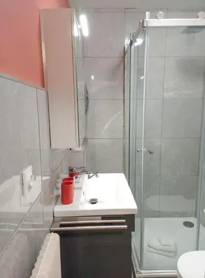 a bathroom with a sink and a shower at Rose Garden in Cagnes-sur-Mer