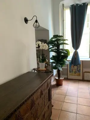a living room with a table and a potted plant at Apartment 33 on The Old Historic Senate Square in Nice