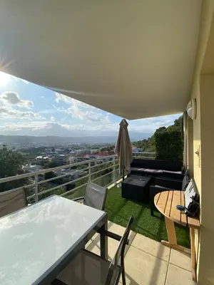 a view from the balcony of a house at Studio cosy in Nice