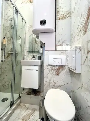 a white bathroom with a toilet and a shower at Cozy T2 - Lovely Balcony - Center - Liberation - Clim - WIFI in Nice