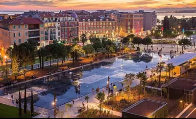 an aerial view of a city at night at Studio 2 steps from the sea near the Negresco hotel in Nice