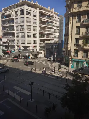 an aerial view of a city street with cars parked at Charmant F1 proche du tramway et plages in Nice