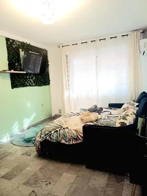 a bedroom with a bed in a room with a window at Charmant F1 proche du tramway et plages in Nice