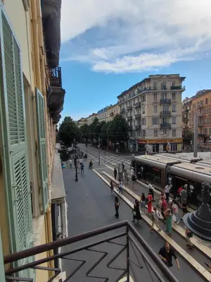 a view of a city street with a bus at Boutique Studio 1 in Nice