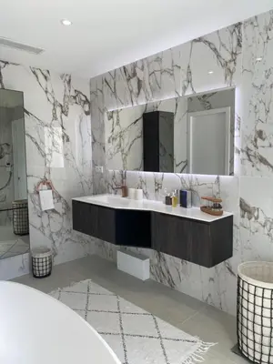 a bathroom with a sink and a mirror at Luxury Villa with Pool & Sea View-10 Minutes from Monaco in Èze