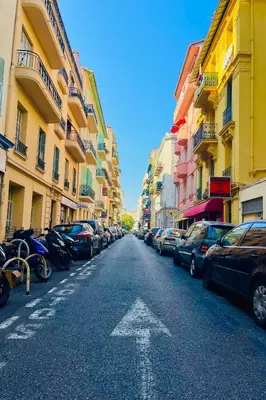 a city street with cars parked on the side of the road at CHEZ TAMARA in Nice