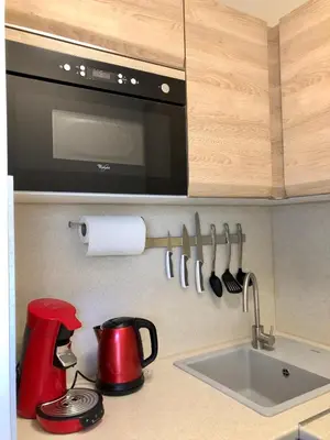 a kitchen counter with a sink and a microwave at Studios Nice Gambetta in Nice