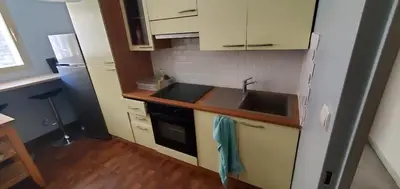 a small kitchen with a sink and a stove at Appartement 3 pièces SoNice au centre de Nice in Nice