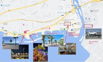 a map of the disney springs attractions at Nice Seaside Pool and Tennis in Nice