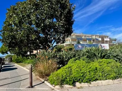 a tree and some bushes and a building and a street at Nice Seaside Pool and Tennis in Nice