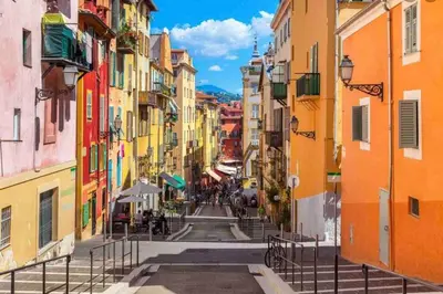 a view of a city street with buildings at Studio de charme au coeur de la vieille ville in Nice