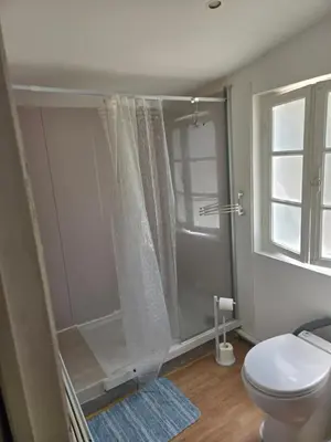 a bathroom with a shower and a toilet at Cabane pas loin de la plage in Cagnes-sur-Mer
