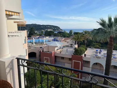 a view from the balcony of a resort at Pool , 150m to beach, seaview in Villefranche-sur-Mer