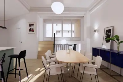 a dining room with a table and chairs at Luxury flat for 6 in center of Nice By ask me france in Nice