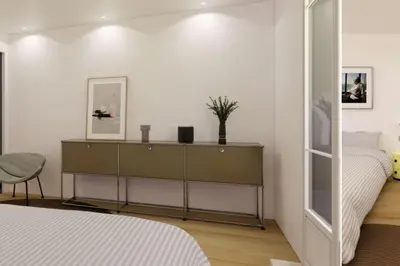 a bedroom with a bed and a dresser at Luxury flat for 6 in center of Nice By ask me france in Nice