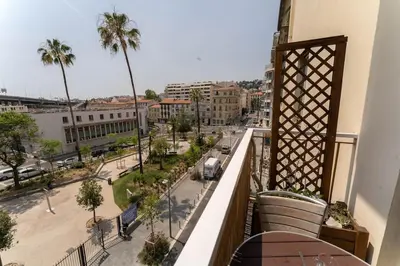 a balcony with a view of a city street at Nice Centre STUDIO avec BALCON in Nice
