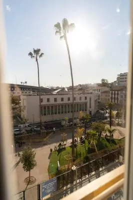 a view of a city with palm trees and a building at NICE CENTRE-VILLE STUDIO en étage in Nice