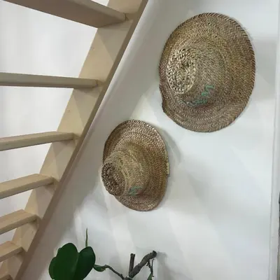 two baskets and a plant on a wall at Le ruisseau in Nice
