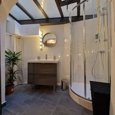 a bathroom with a shower and a sink at Vieille-Ville de Nice 2 pièces proche Mer in Nice