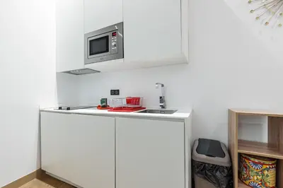 a kitchen with a sink and a microwave at Garibaldi Square - Cozy 1 Bdr Old Town in Nice