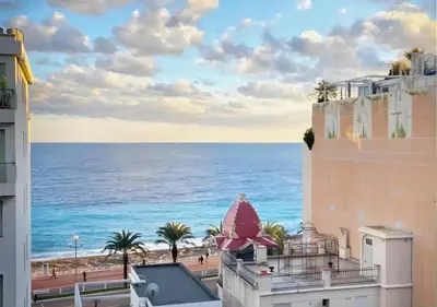 a view of the ocean from the balcony of a hotel at 2Bed 2Bath Sea View Promenade Bright & Spacious! BRAVOSTAYSRIVERIA in Nice