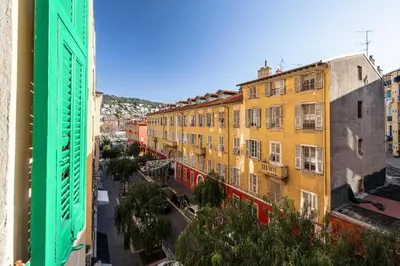 an aerial view of a city street with buildings at Lovely 2 Bdr Nice Harbor in Nice