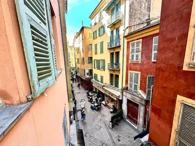 an overhead view of a street in a city at Elegant flat with AC, heart of old Nice, Walking to the Beach! in Nice
