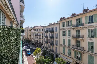 a view of a city street with buildings at Studio Duplex Carré d'Or in Nice
