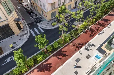 an aerial view of a city street with trees at Studio Duplex Carré d'Or in Nice