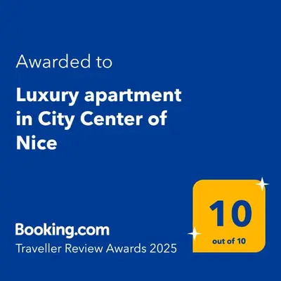 a sign with the text awarded to luxury apartment in city center of rise at Luxury apartment in City Center of Nice in Nice