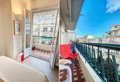a balcony with a view of a pool at Nestor&Jeeves - BAIETA - Balcony in Nice