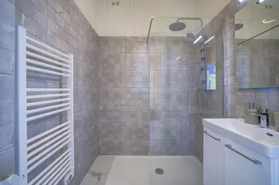 a bathroom with a shower and a sink at Maison Bianchi - 187 Promenade des Anglais - Sea view in Nice