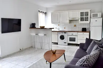 a living room with a couch and a table at Bel appartement au cœur de Nice (2 chambres) in Nice