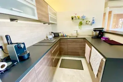 a kitchen with a sink and a counter top at Nice Absea Belles Terres 1 in Nice