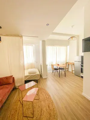 a living room with a couch and a table at Alsace Lorraine - Wifi, 3 pers, hyper centre in Nice