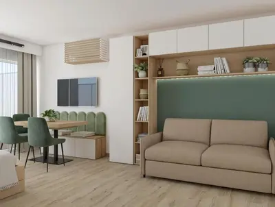 a living room with a couch and a table at ZEN & COSY - CARRÉ d'OR - Hyper centre - Plage in Nice