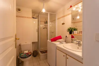 a bathroom with a shower toilet and a sink at PALAIS DES ARTS AP4399 By Riviera holiday homes in Nice