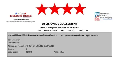 a screenshot of a cell phone screen with four red stars at Maison Bianchi - Hôtel des Postes in Nice
