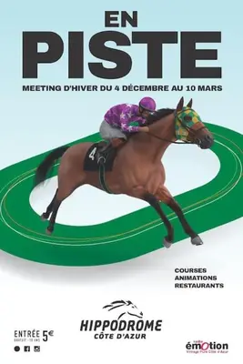 a person riding a horse on a race track at Sea View Apartment - Private Parking, Swimming Pool, Air Conditioning in Cagnes-sur-Mer